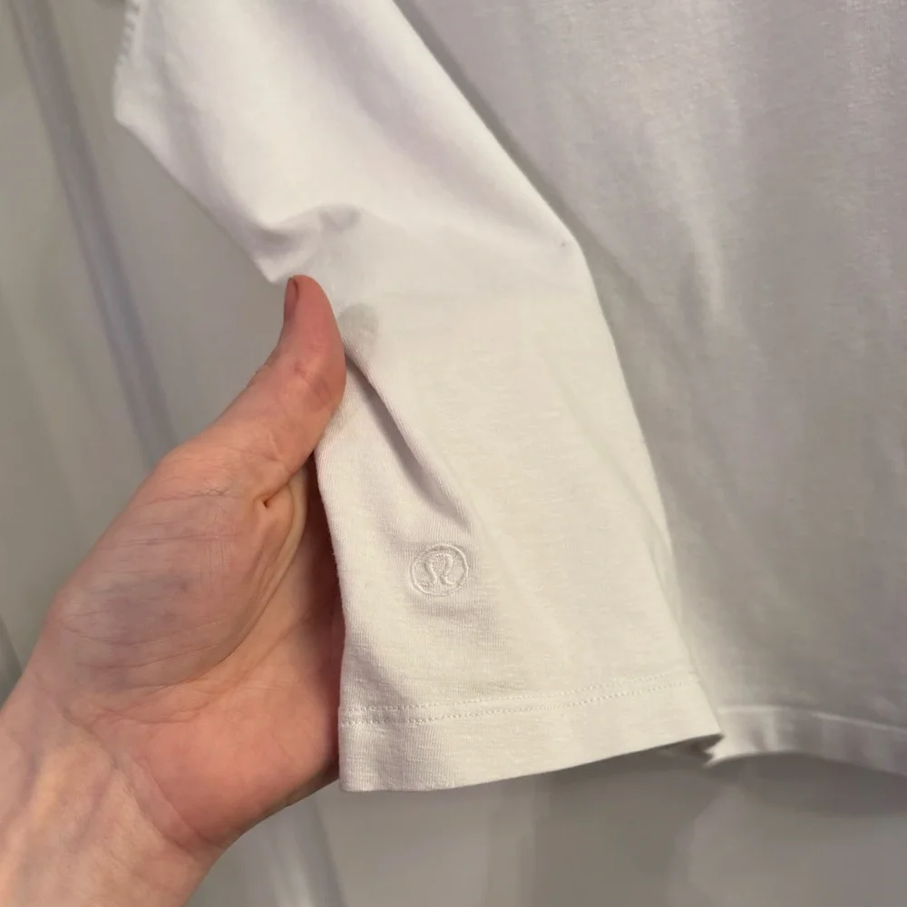 Lululemon Classic-Fit Cotton-Blend T-Shirt Cropped Short Sleeve White